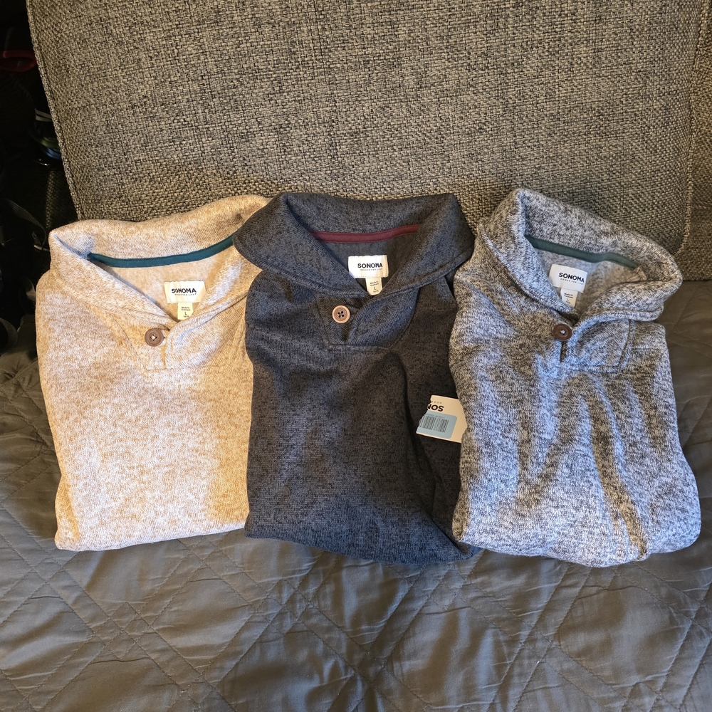 3 Sonoma Boys Pullover Soft Sweaters - Sz Large
